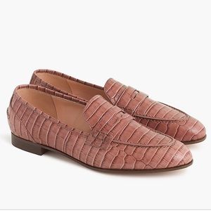 JCrew Academy Loafers in Croc-Embossed Leather
